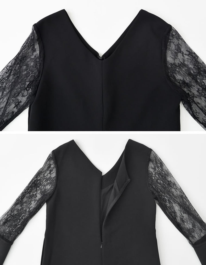 袖レース切り替えVネックオールインワン オールインワン レディースファッション通販 リエディ