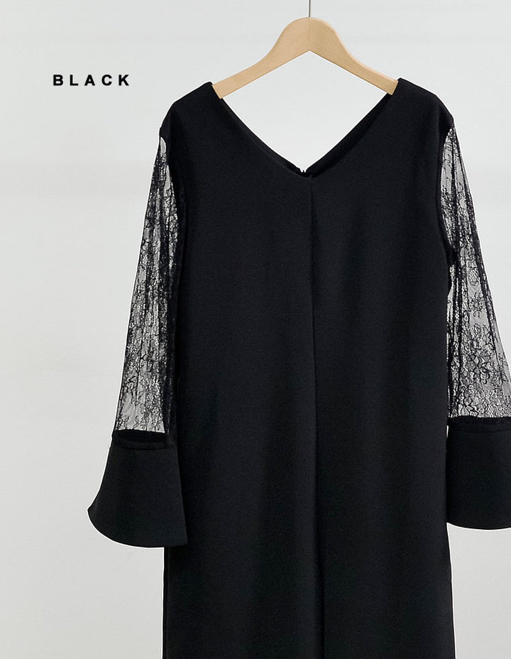 袖レース切り替えVネックオールインワン オールインワン レディースファッション通販 リエディ