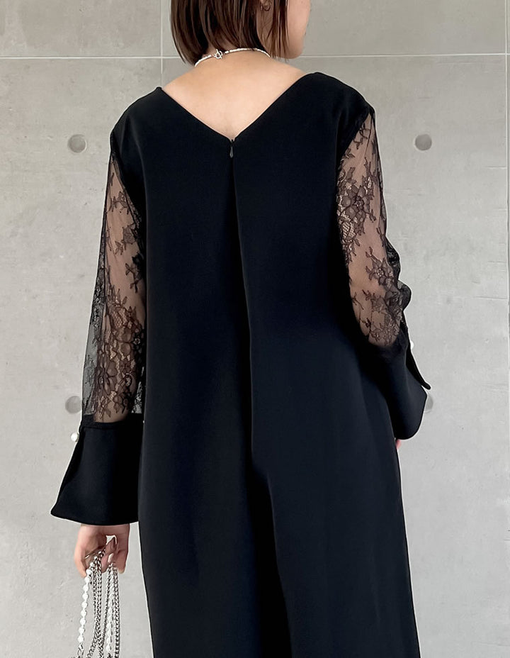 袖レース切り替えVネックオールインワン オールインワン レディースファッション通販 リエディ