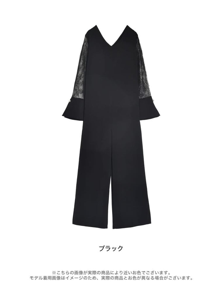 袖レース切り替えVネックオールインワン オールインワン レディースファッション通販 リエディ