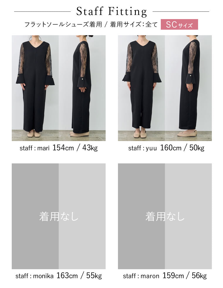 PREMIUM DRESS COLLECTION][低身長/大きいサイズ有]袖レース切り替えV