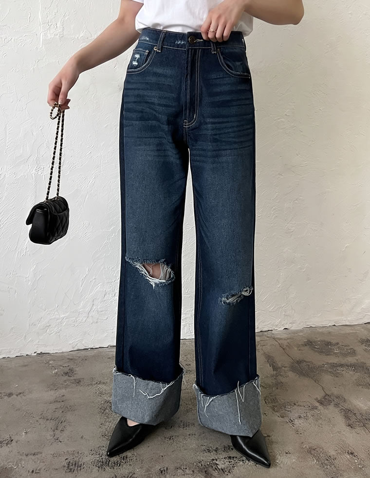 コットンロールアップデニムパンツ - パンツ通販 | 人気レディース