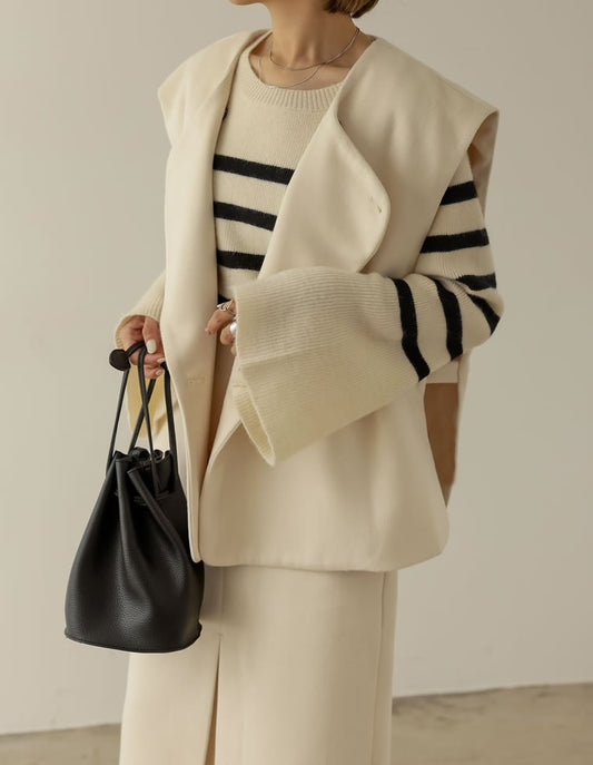 ウールタッチ起毛無地サイドベルトノースリーブジレジャケット ジャケット/アウター レディースファッション通販 リエディ