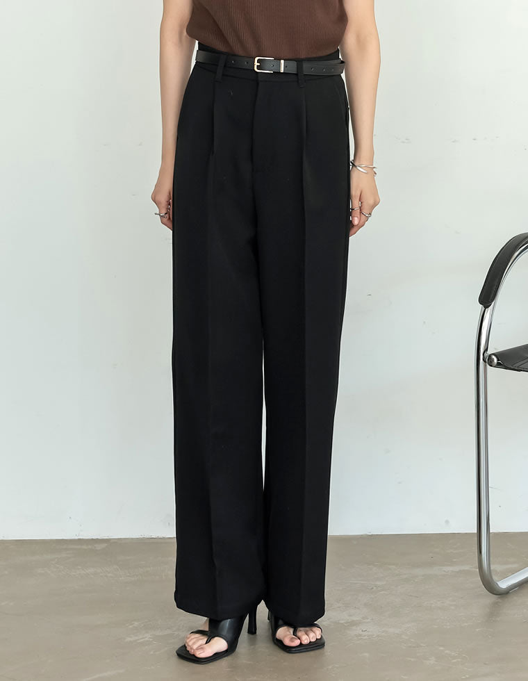 ワイドパンツ ブラック S/L BACK ZIP WIDE PANTS/バックジップワイドパンツ（スラックス