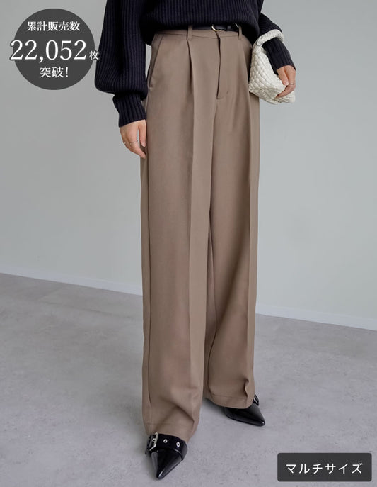 [販売枚数2.1万枚突破！][オフィスカジュアル][低身長/高身長/大きいサイズ有]ストレッチツイルタックワイドパンツ[mb] パンツ 人気レディースファッション通販 リエディ