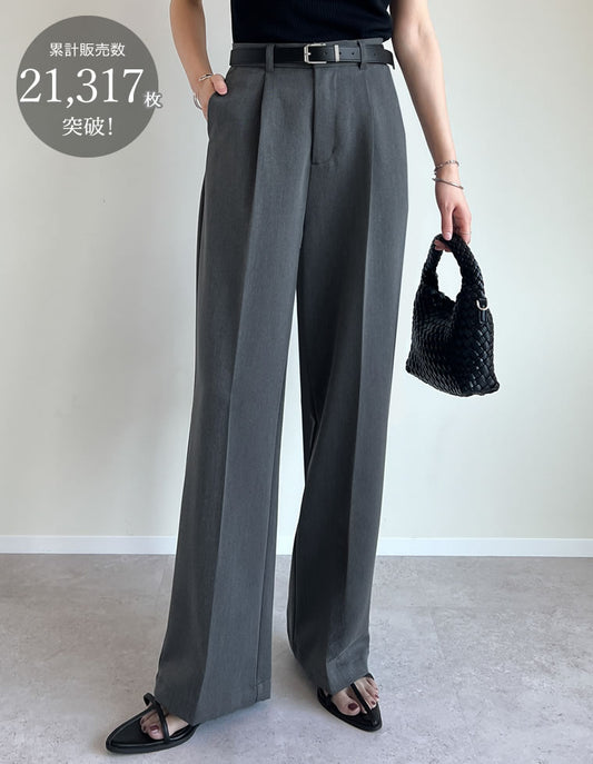 【TIME SALE 10%OFF ¥4,499⇒¥4,049】[販売枚数2万枚突破！][入卒式 セレモニー][低身長/高身長/大きいサイズ有]ストレッチツイルタックワイドパンツ[mb] パンツ 人気レディースファッション通販 リエディ