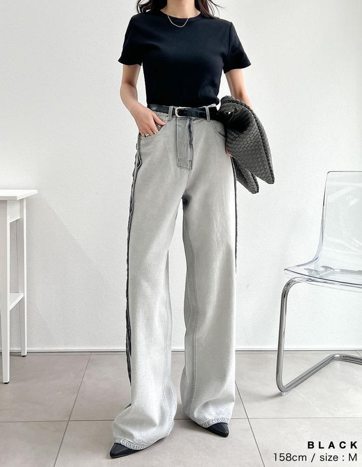 【TIME SALE 10%OFF ¥2,299⇒¥2,069】[累計販売枚数1.5万枚突破][華奢見えリブTシャツ]テレコリブクルーネック半袖Tシャツ[mb] トップス 人気レディースファッション通販 リエディ