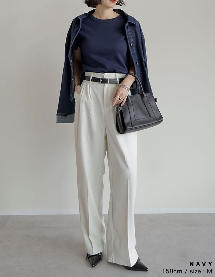 【TIME SALE 10%OFF ¥2,299⇒¥2,069】[累計販売枚数1.5万枚突破][華奢見えリブTシャツ]テレコリブクルーネック半袖Tシャツ[mb] トップス 人気レディースファッション通販 リエディ
