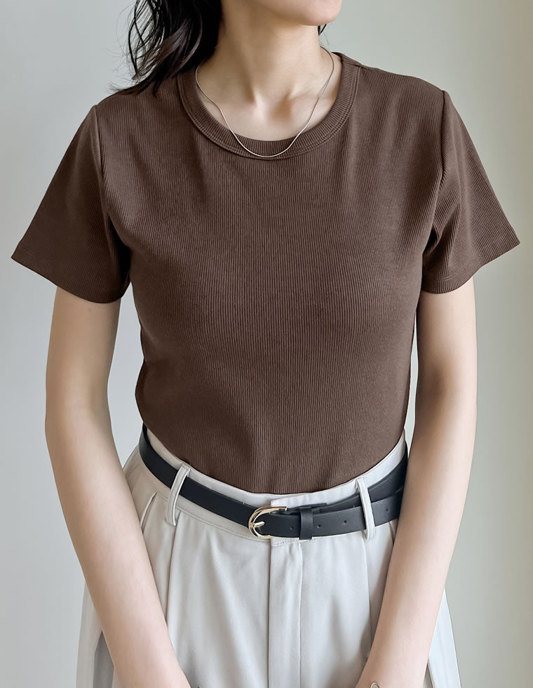送関込☆ JEANS ロゴクルーネックリブ半袖コットン Tシャツ テレコリブクルーネック半袖Tシャツ - トップス通販 | 人気