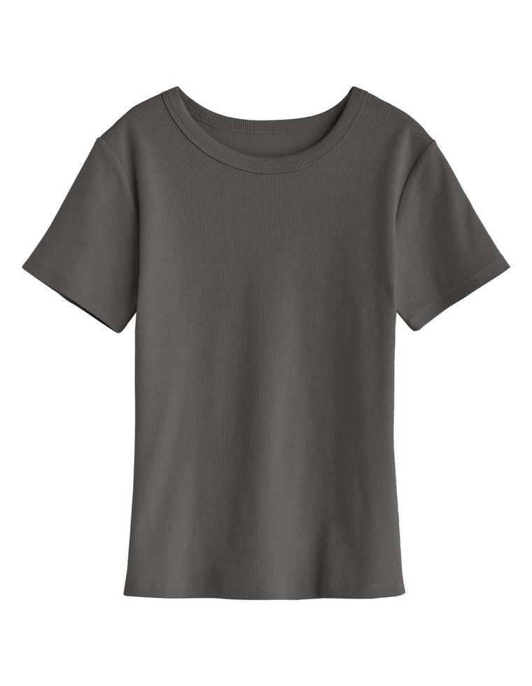 テレコリブクルーネック半袖Tシャツ - トップス通販 | 人気