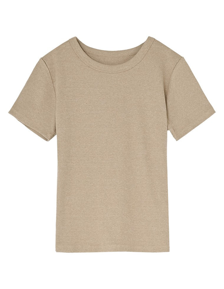 テレコリブクルーネック半袖Tシャツ - トップス通販 | 人気レディース