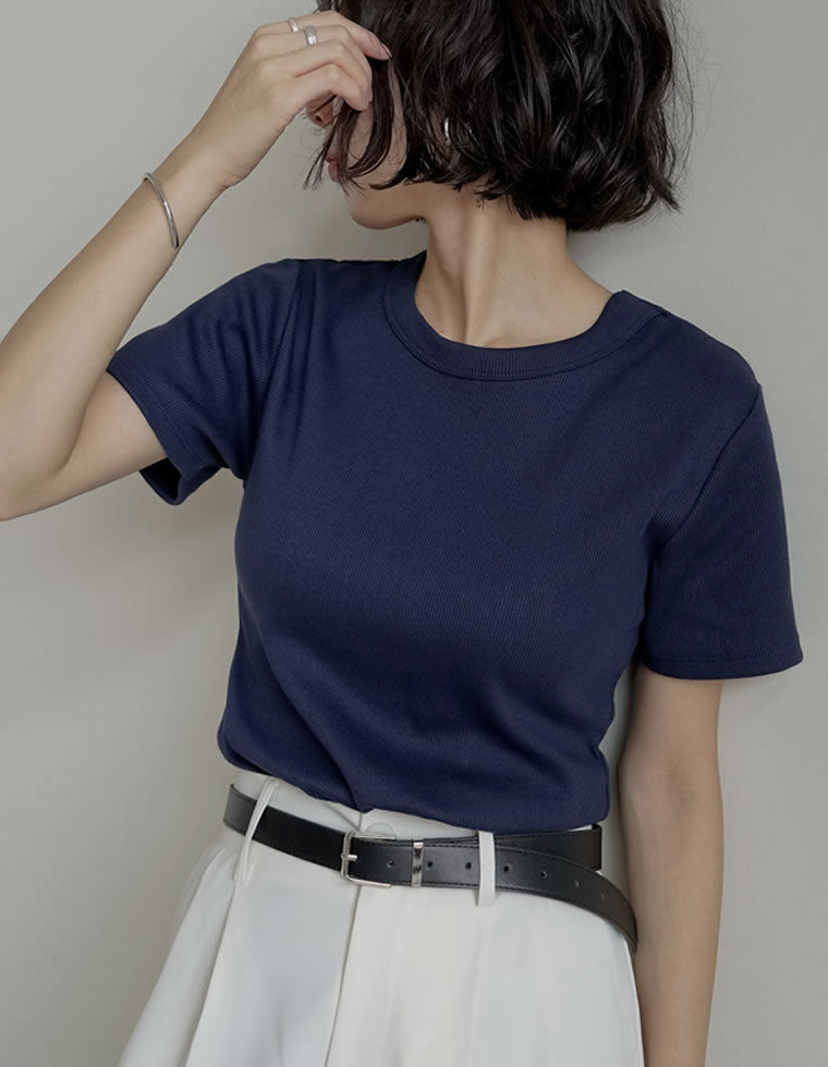 テレコリブクルーネック半袖Tシャツ - トップス通販 | 人気 テレコリブクルーネック半袖Tシャツ - トップス通販 | 人気