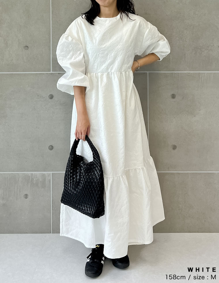 ふくれジャガードティアードワンピース - ワンピース通販 | 人気