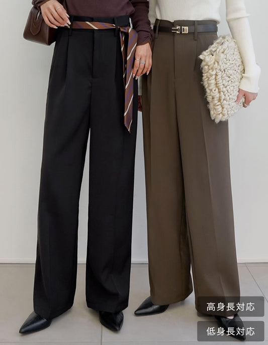 【TIME SALE 10%OFF】[販売枚数6.9万枚突破][低身長/高身長/大きいサイズ有]ダブルタックカラーワイドパンツ