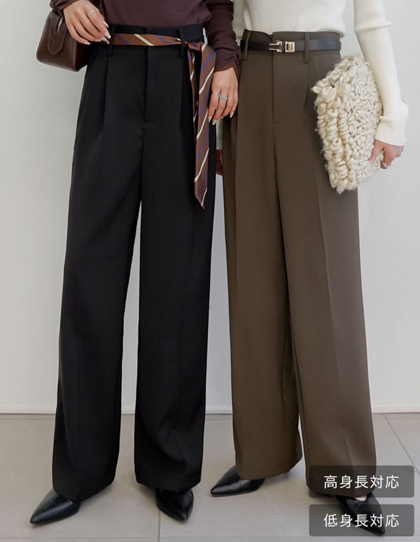 【TIME SALE 10%OFF】[販売枚数6.9万枚突破][低身長/高身長/大きいサイズ有]ダブルタックカラーワイドパンツ