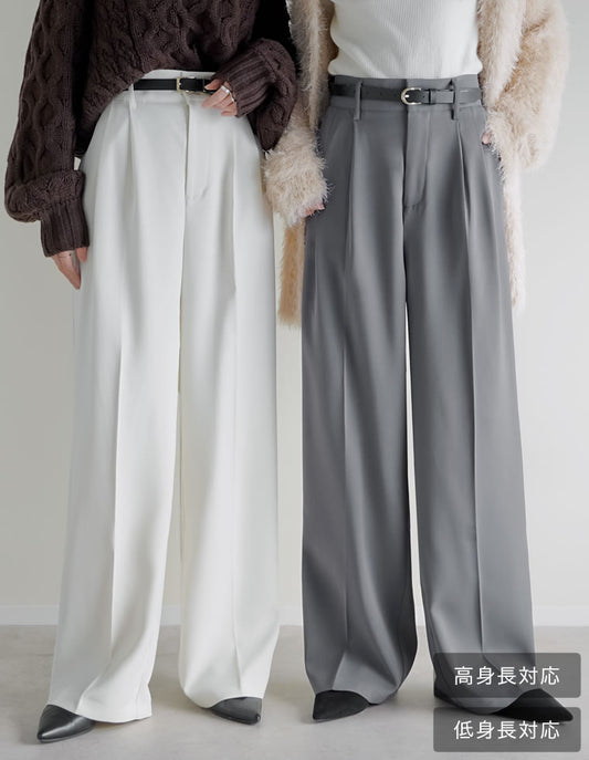 【クーポンで20%OFF￥4,498⇒￥3,599 クーポンコード：SH_20_2512】[販売枚数7万枚突破][低身長/高身長/大きいサイズ有]ダブルタックカラーワイドパンツ[mb]