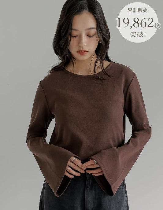 【クーポンで20%OFF ¥2,998⇒¥2,398 】〖クーポンコード：SH_20_2510〗[新色追加][累計販売枚数1.9万枚突破]クルーネックフレアスリーブリブカットソートップス[mb]