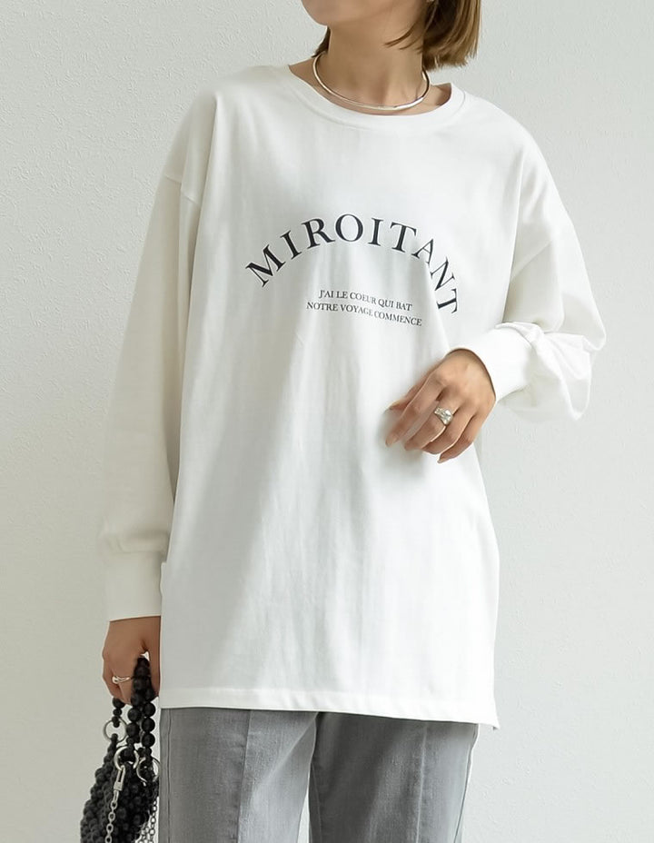 ロゴプリント長袖ロングTシャツ[mb] トップス レディースファッション通販 リエディ