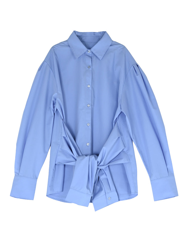 無地＆ストライプウエスト巻きシャツ