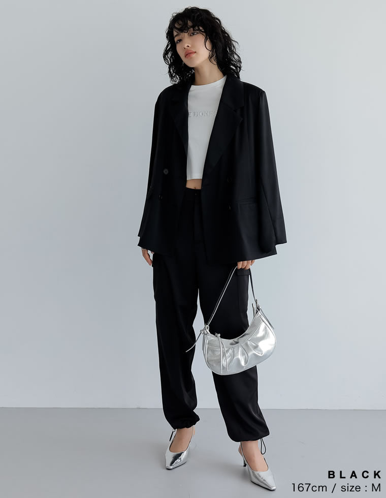 ZARA サテン カーゴパンツ ジッパー ブラック XS ドロストコード