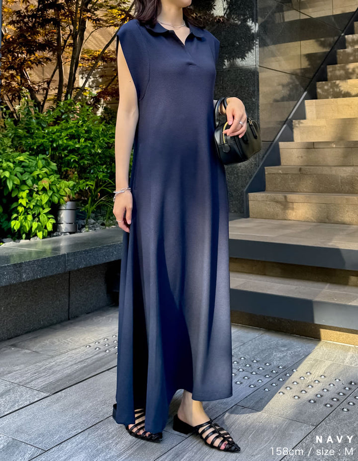 【TIME SALE 20%OFF ¥5,998⇒¥4,798】[低身長/高身長サイズ有]キーネックフレンチスリーブポロワンピース ワンピース 人気レディースファッション通販 リエディ