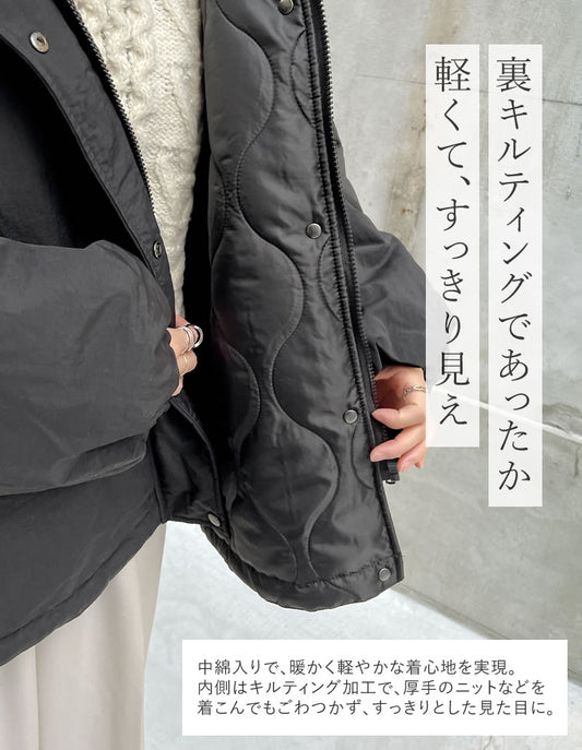 [HITアウター][低身長サイズ有]中綿入りオーバーサイズモンスターパーカーコート