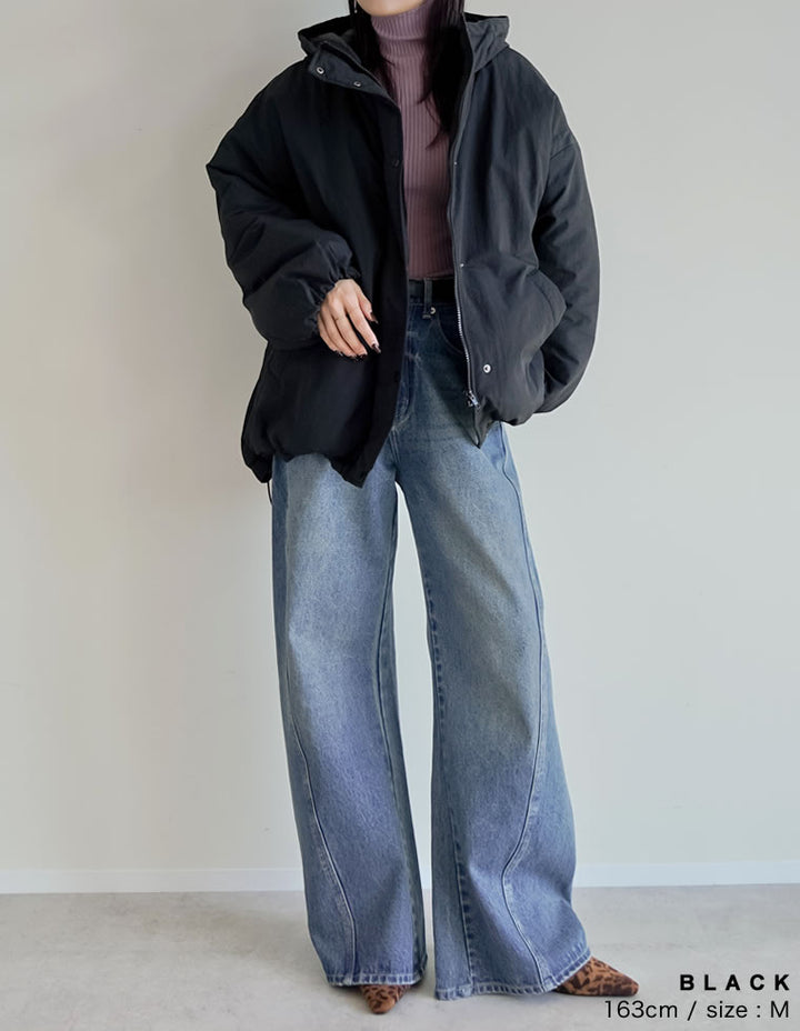 【アウターフェア！ポイント10%還元】[低身長サイズ有]中綿入りオーバーサイズモンスターパーカーコート ジャケット/アウター 人気レディースファッション通販 リエディ