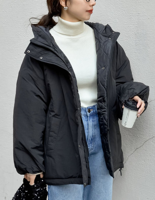 【あったかアイテムフェア 10%OFF】[HITアウター][低身長サイズ有]中綿入りオーバーサイズモンスターパーカーコート