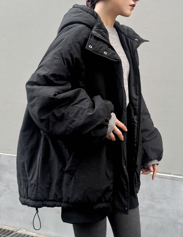 【TIME SALE 10%OFF】[HITアウター][低身長サイズ有]中綿入りオーバーサイズモンスターパーカーコート