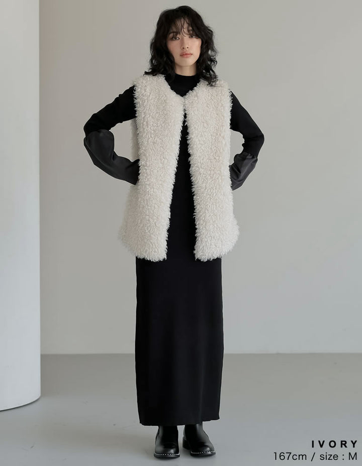 プードルフェイクファーミドルベスト ジャケット/アウター 人気レディースファッション通販 リエディ