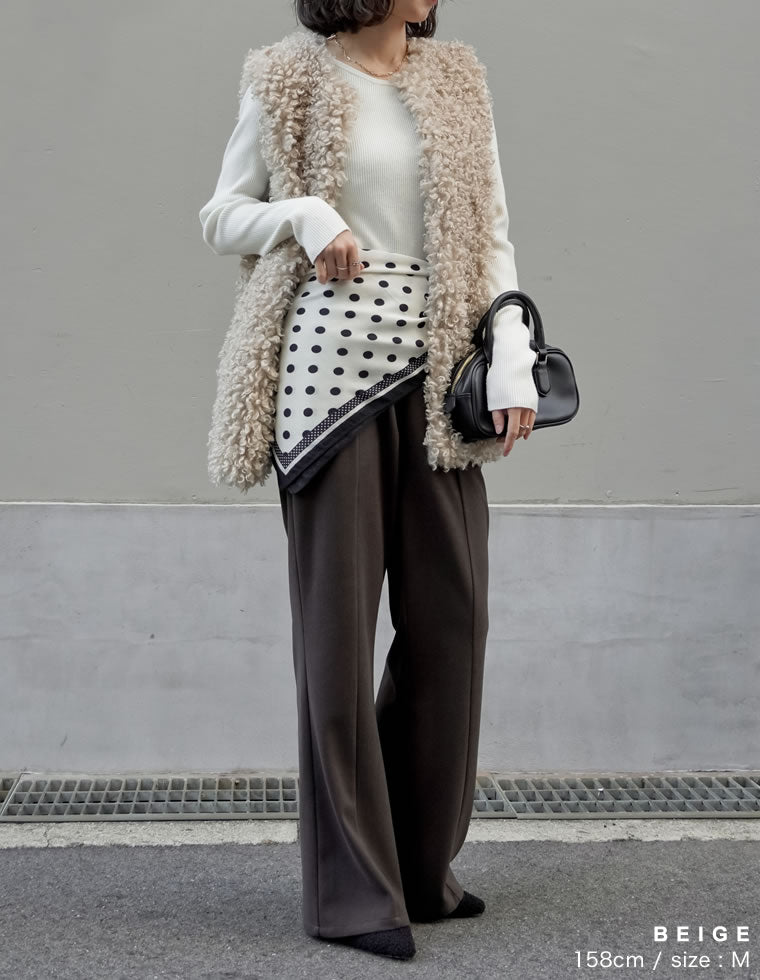 静物ｍ プードルフェイクファーミドルベスト - ジャケット/アウター通販