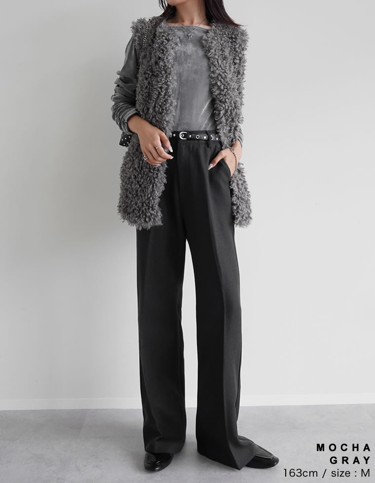 プードルフェイクファーミドルベスト - ジャケット/アウター通販