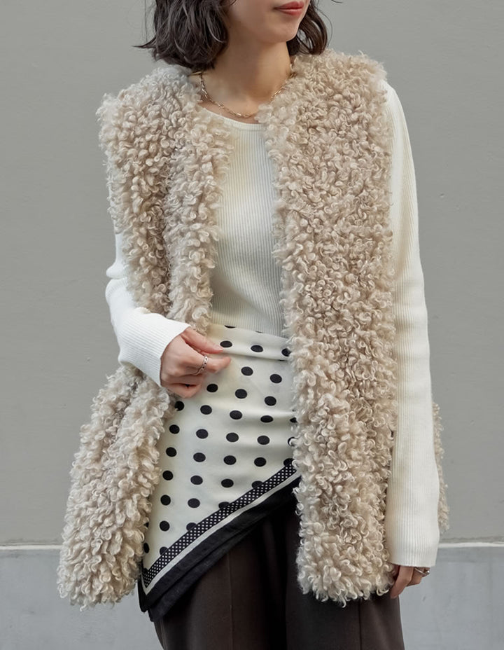 プードルフェイクファーミドルベスト ジャケット/アウター 人気レディースファッション通販 リエディ