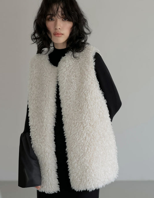 プードルフェイクファーミドルベスト