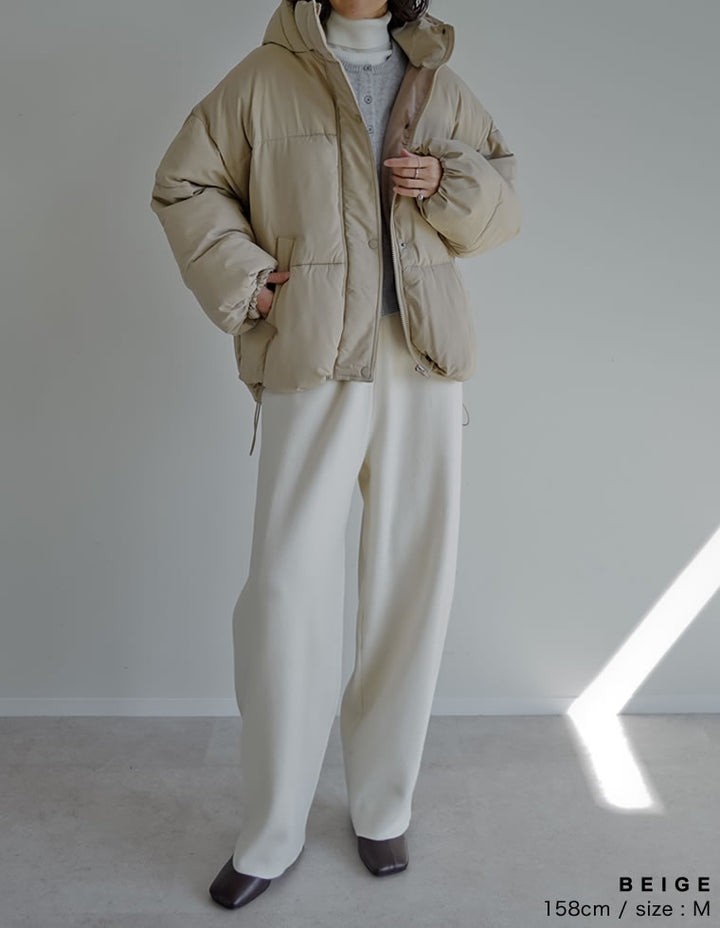 [低身長サイズ有]フード付きスタンドカラーフェイクダウン中綿ジャケット ジャケット/アウター 人気レディースファッション通販 リエディ