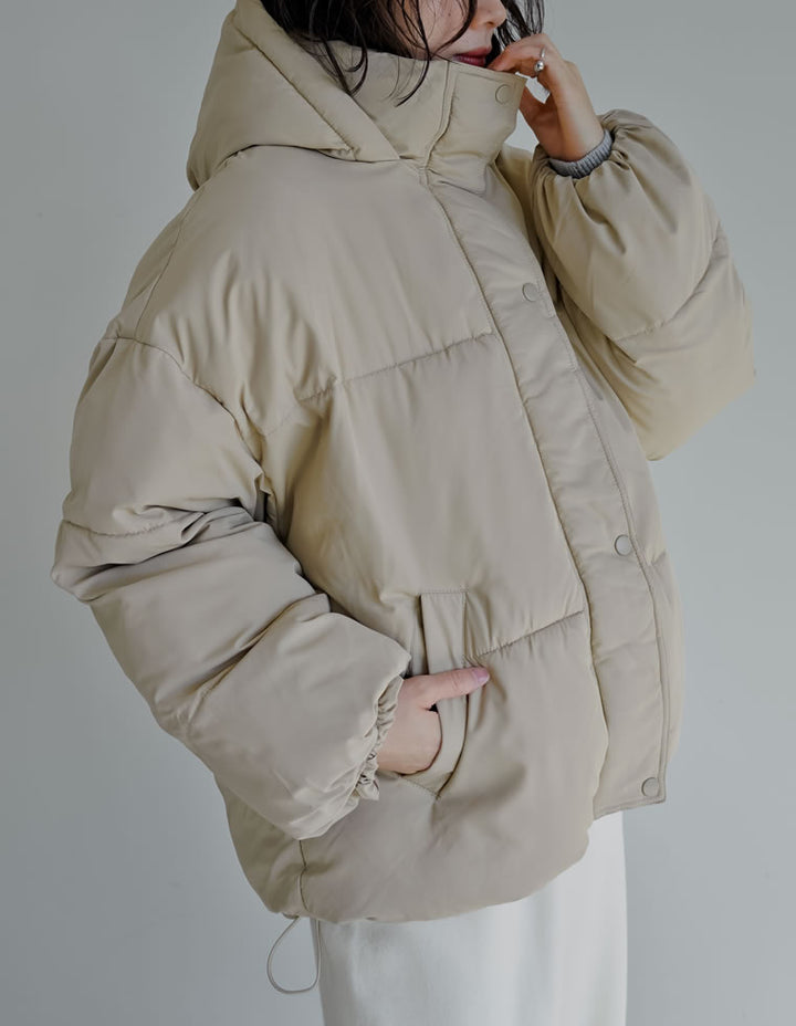 [低身長サイズ有]フード付きスタンドカラーフェイクダウン中綿ジャケット ジャケット/アウター 人気レディースファッション通販 リエディ