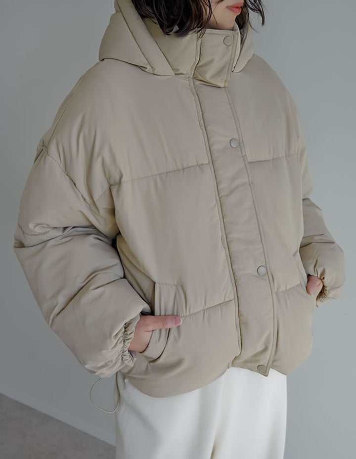 [低身長サイズ有]フード付きスタンドカラーフェイクダウン中綿ジャケット ジャケット/アウター 人気レディースファッション通販 リエディ