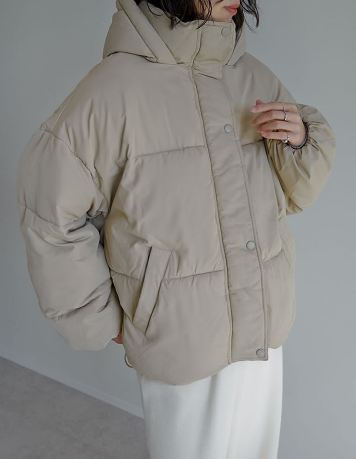 [低身長サイズ有]フード付きスタンドカラーフェイクダウン中綿ジャケット ジャケット/アウター 人気レディースファッション通販 リエディ