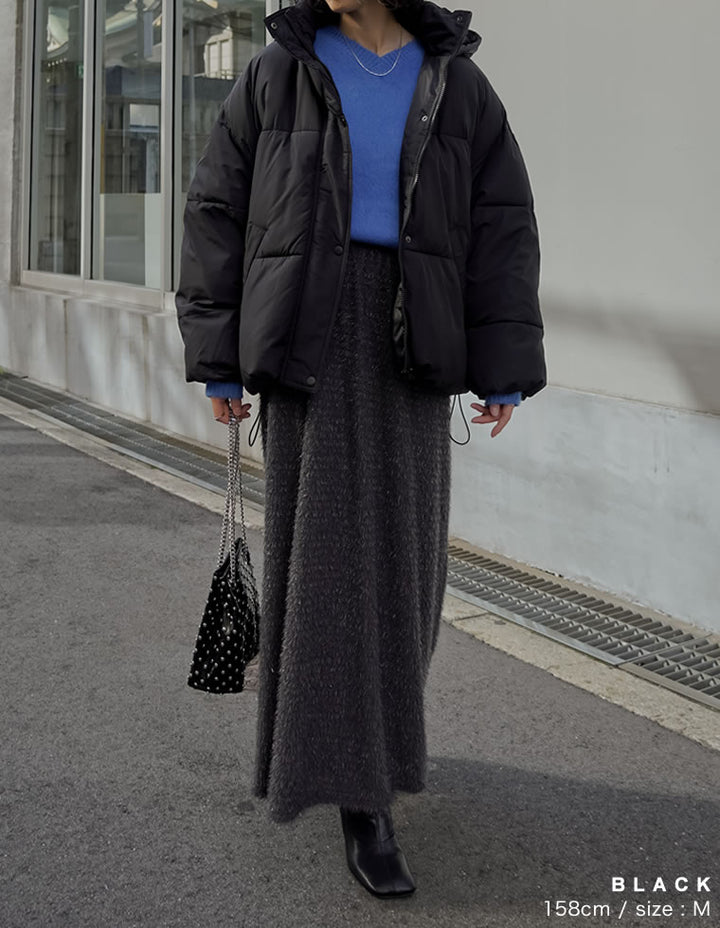 [低身長サイズ有]フード付きスタンドカラーフェイクダウン中綿ジャケット ジャケット/アウター 人気レディースファッション通販 リエディ