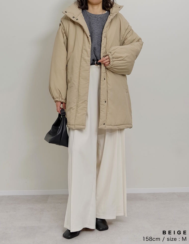 2WAYミドル丈ダウンライク中綿ジャケット - ジャケット/アウター通販