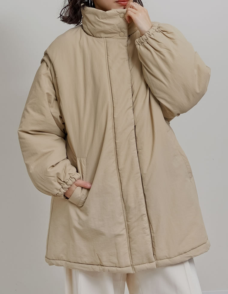 2WAYミドル丈ダウンライク中綿ジャケット - ジャケット/アウター通販