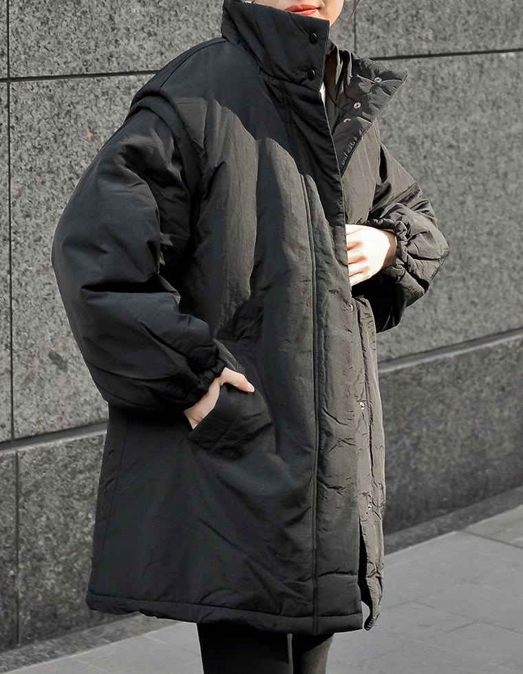 2WAYミドル丈ダウンライク中綿ジャケット - ジャケット/アウター通販