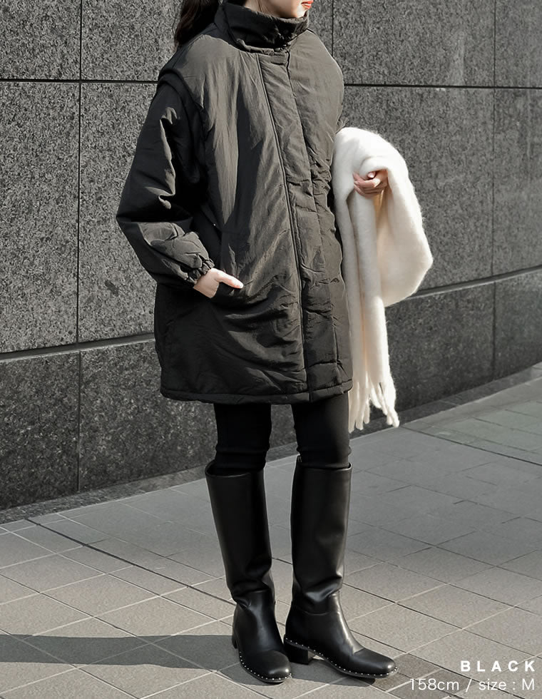 2WAYミドル丈ダウンライク中綿ジャケット - ジャケット/アウター通販