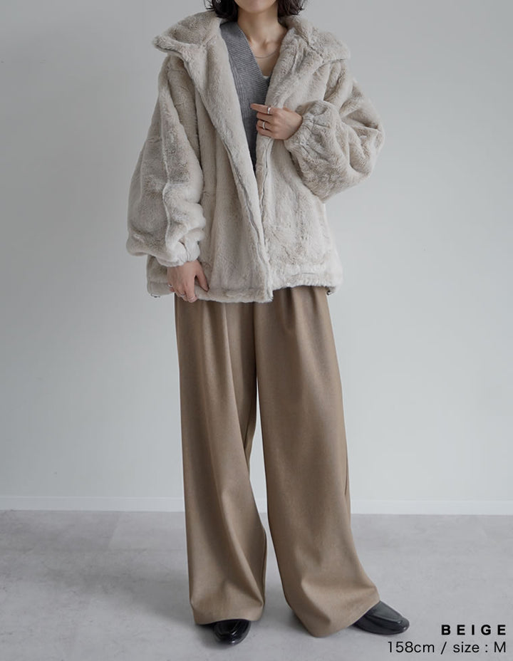 ハイネックフェイクファーミドルコート ジャケット/アウター 人気レディースファッション通販 リエディ