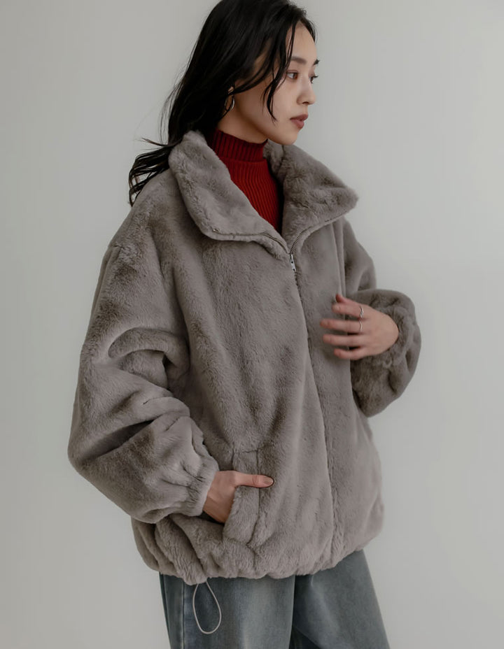 ハイネックフェイクファーミドルコート ジャケット/アウター 人気レディースファッション通販 リエディ