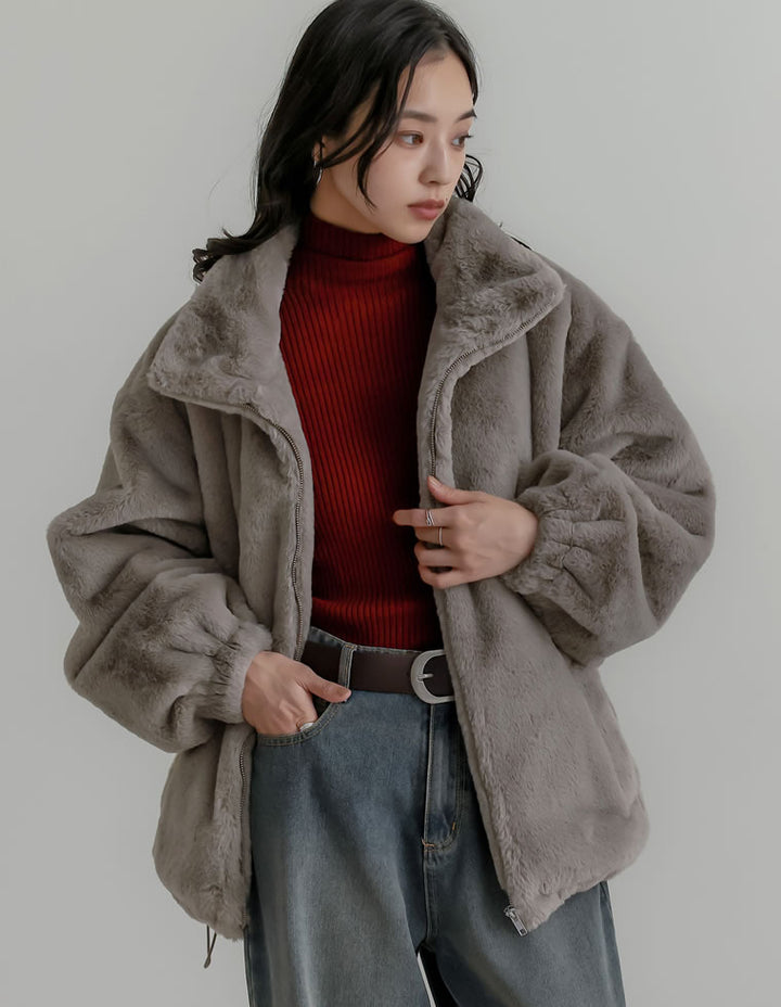 ハイネックフェイクファーミドルコート ジャケット/アウター 人気レディースファッション通販 リエディ