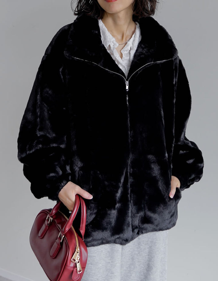 ハイネックフェイクファーミドルコート ジャケット/アウター 人気レディースファッション通販 リエディ
