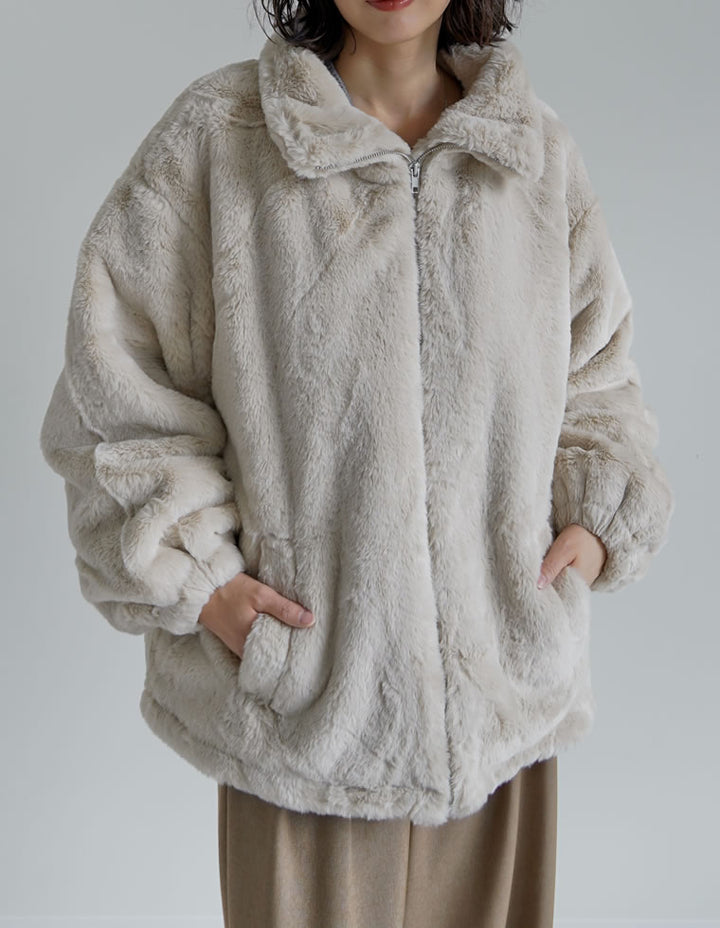 ハイネックフェイクファーミドルコート ジャケット/アウター 人気レディースファッション通販 リエディ