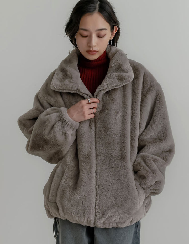 ハイネックフェイクファーミドルコート ジャケット/アウター 人気レディースファッション通販 リエディ