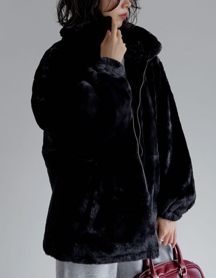 ハイネックフェイクファーミドルコート ジャケット/アウター 人気レディースファッション通販 リエディ